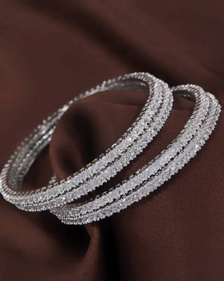 Silver Diamond Bangles